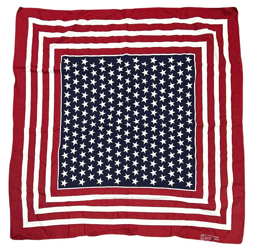 Vintage Paris Accessories Scarf American Flag Made in USA Patriotic Rally 35x33”